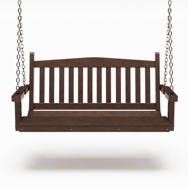 SimplyPoly 5 Foot Amish Made Mission Recycled Plastic Porch Swing, Tudor Brown