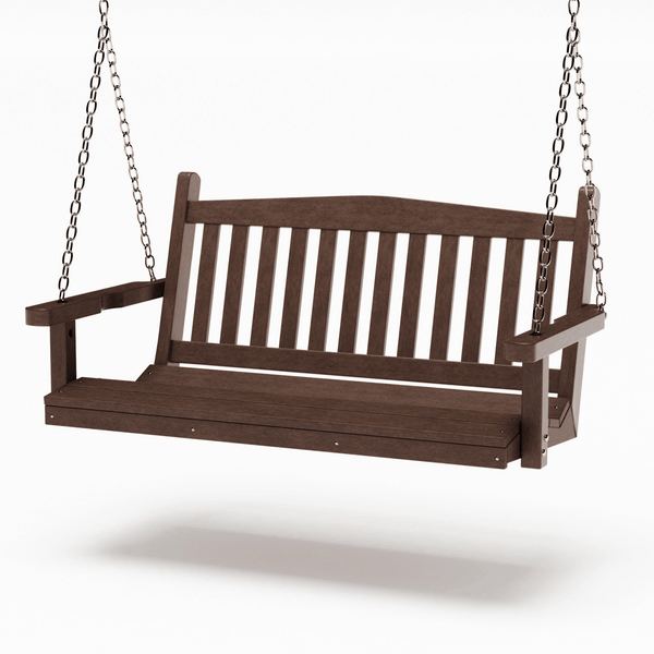 SimplyPoly 4 Foot Amish Made Mission Recycled Plastic Porch Swing, Tudor Brown