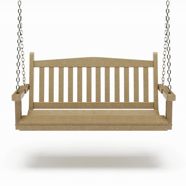 SimplyPoly 5 Foot Amish Made Mission Recycled Plastic Porch Swing, Weathered Wood