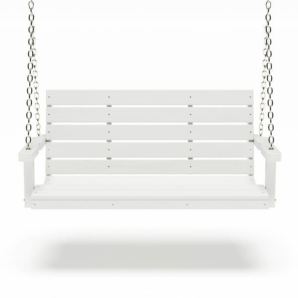 SimplyPoly 5 Foot Amish Made Signature Recycled Plastic Porch Swing, Bright White