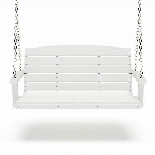SimplyPoly 4 Foot Amish Made Classic Recycled Plastic Porch Swing, Bright White