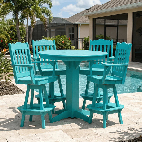 Keystone Amish Co. York 5-Piece Poly Bar Dining Set with Round Table