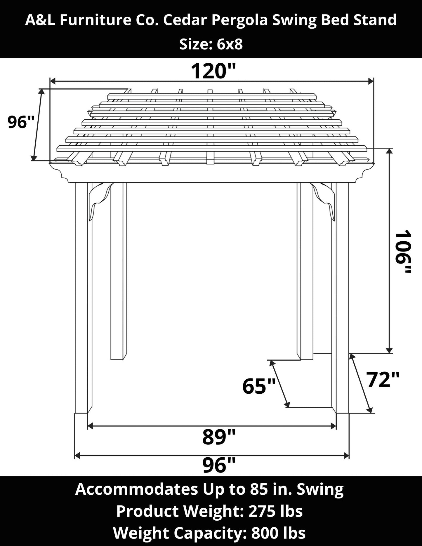 A&L Furniture Co. Cedar Pergola Swing Bed Stand