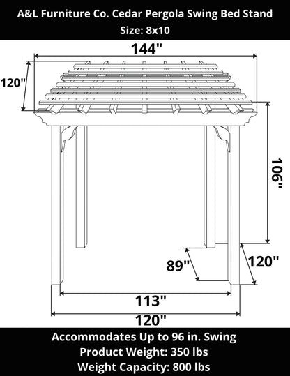 A&L Furniture Co. Cedar Pergola Swing Bed Stand