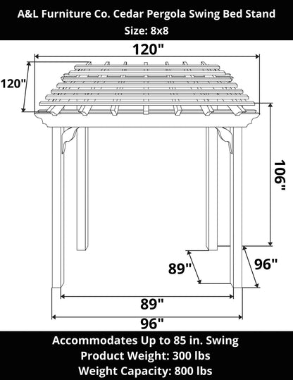 A&L Furniture Co. Cedar Pergola Swing Bed Stand