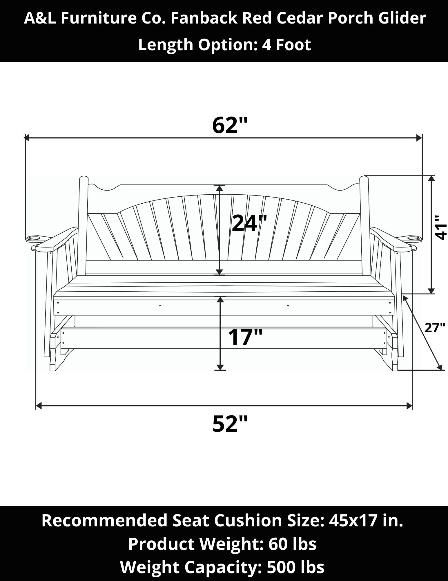 A&L Furniture Co. Fanback Red Cedar Porch Glider