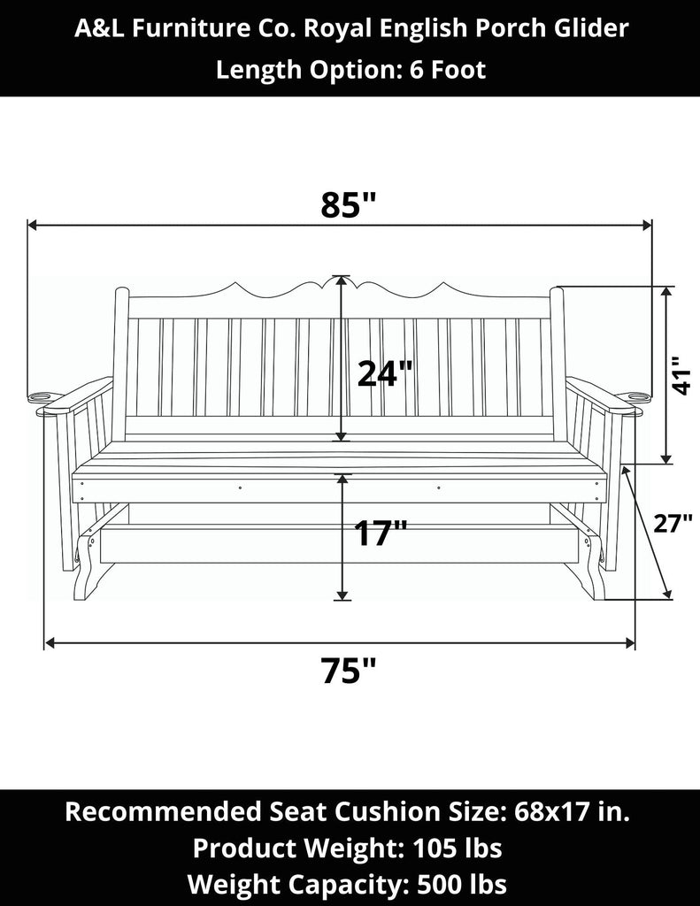 A&L Furniture Co. Royal English Porch Bench Glider ...