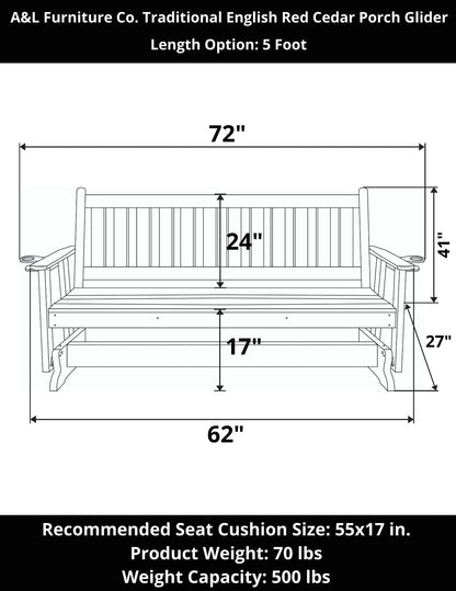 A&L Furniture Co. Traditional English Red Cedar Porch Glider