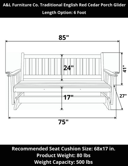 A&L Furniture Co. Traditional English Red Cedar Porch Glider