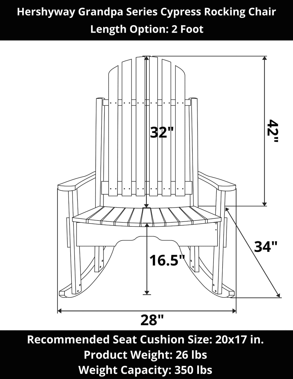 Hershyway Grandpa Series Cypress Rocking Chair Amish