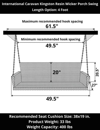 International Caravan Kingston Resin Wicker Porch Swing