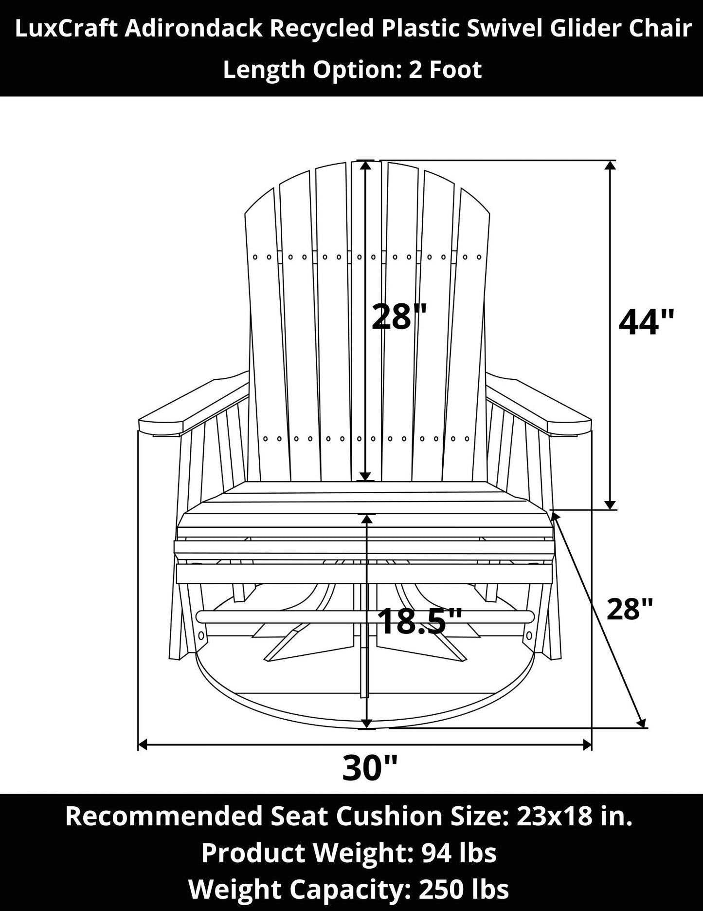 LuxCraft Adirondack Recycled Plastic Swivel Glider Chair