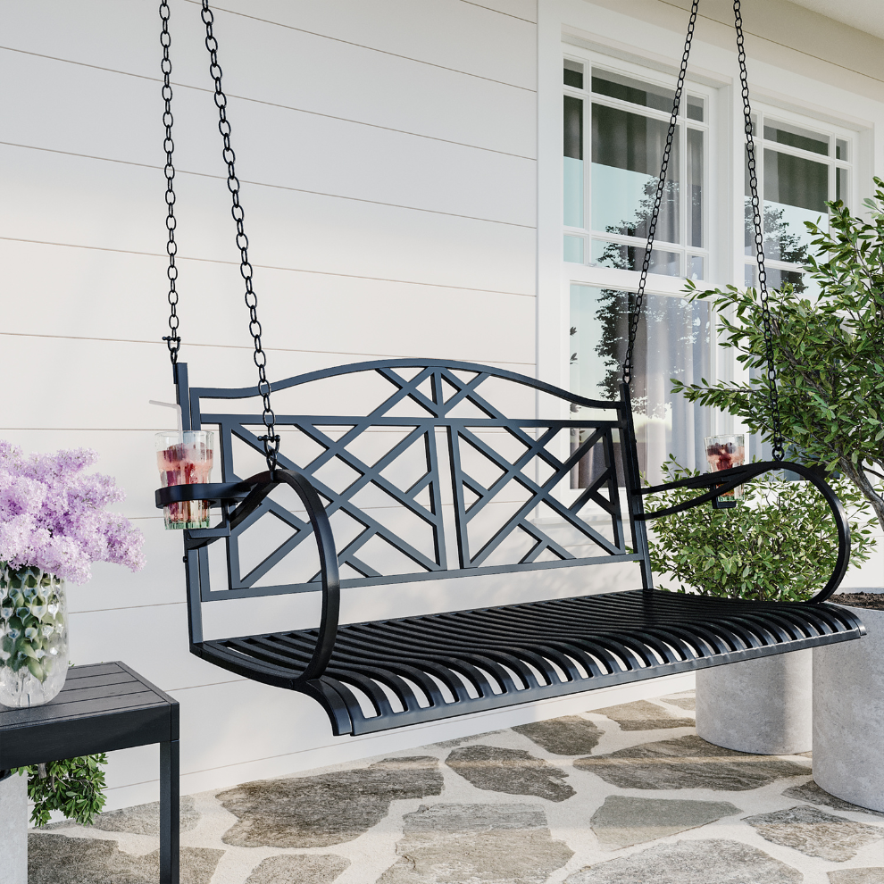 Live Casual Heavy Duty 800 Lb Logan Metal Porch Swing