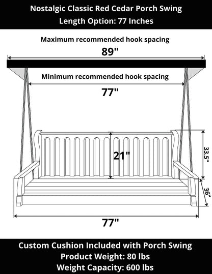 Nostalgic Classic Red Cedar Porch Swing