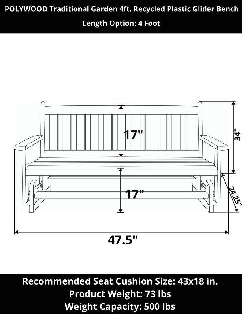 POLYWOOD Traditional Garden 4ft. Commercial Glider Bench The Porch