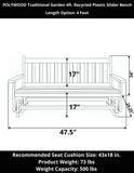 POLYWOOD Traditional Garden 4ft. Recycled Plastic Glider Bench