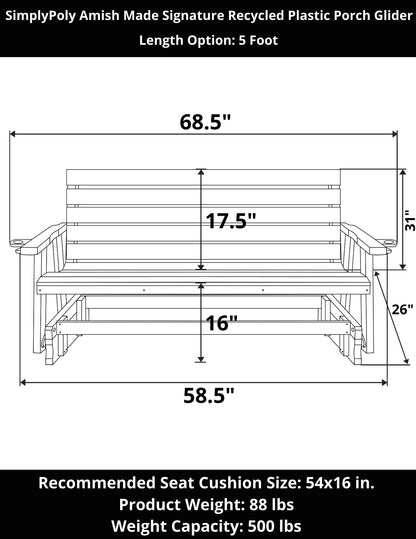 SimplyPoly Amish Made Signature Recycled Plastic Porch Glider