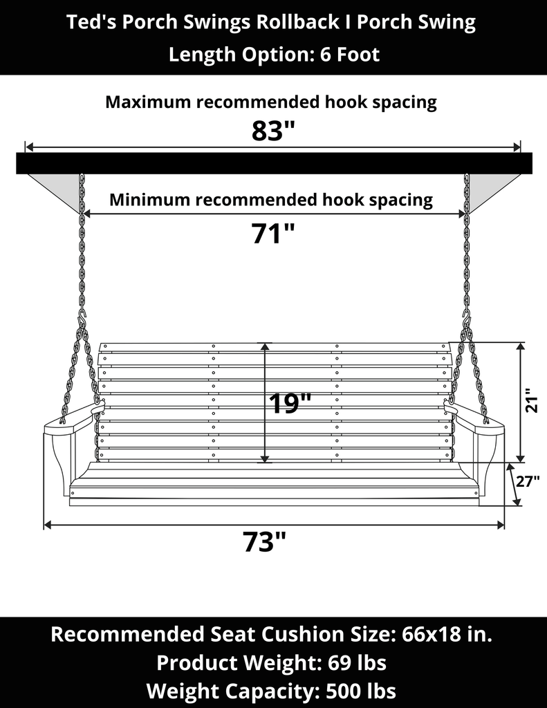 Ted's Porch Swings Rollback Cypress Front Porch Swing The Porch Swing