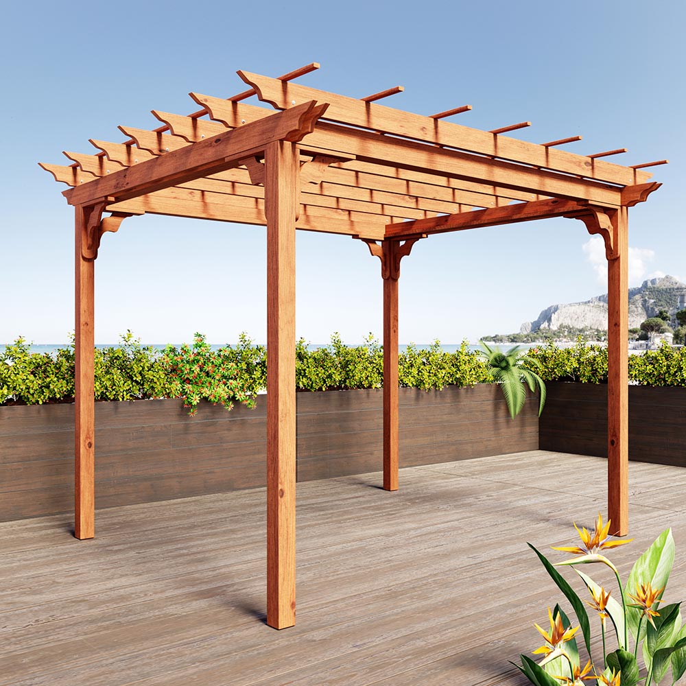 A&L Furniture Co. Cedar Pergola Swing Bed Stand