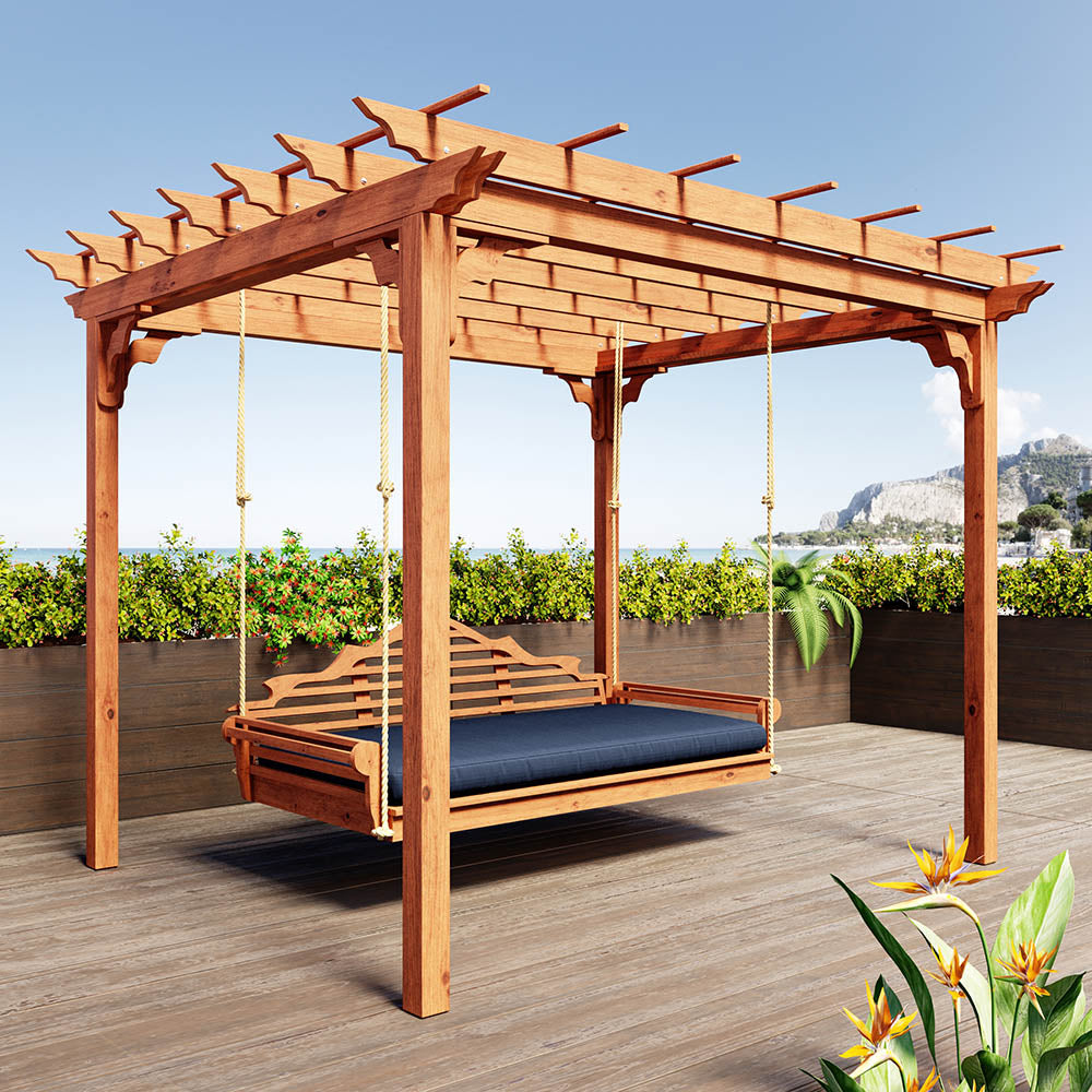 Keystone Amish Co. Milan Red Cedar Pergola Swing Bed Set