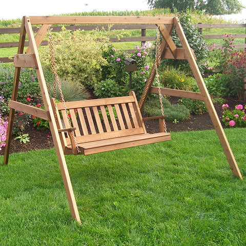 A&L Furniture Co. Traditional English Red Cedar Porch Swing Set