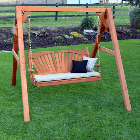 A&L Furniture Co. Fanback Red Cedar Swing & Stand Set