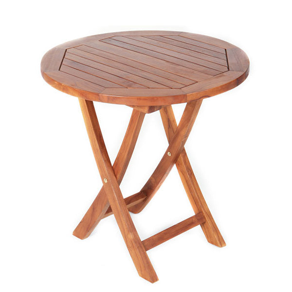 All Things Cedar Round Teak Folding Side Table