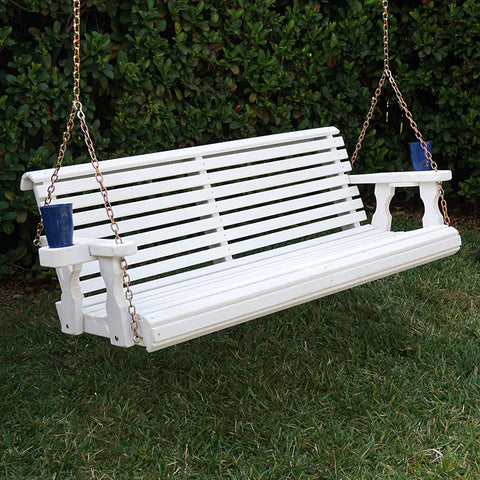 Centerville Amish Heavy Duty 700 Lb Roll Back White Porch Swing