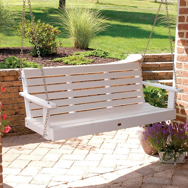 Highwood USA Weatherly Plastic White Patio Swing – The Porch Swing Company