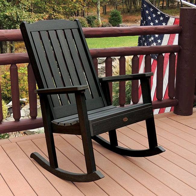 Highwood USA Lehigh Black Plastic Rocking Chair For Deck – The Porch ...