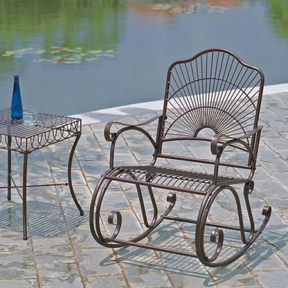 International Caravan Sun Ray Wrought Iron Rocking Chair