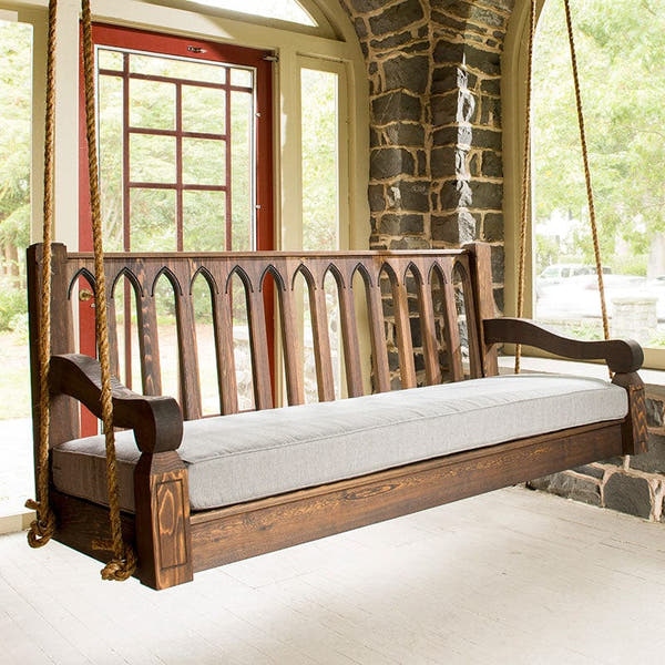 Nostalgic 57 in. Unfinished Cathedral Red Cedar Porch Swing