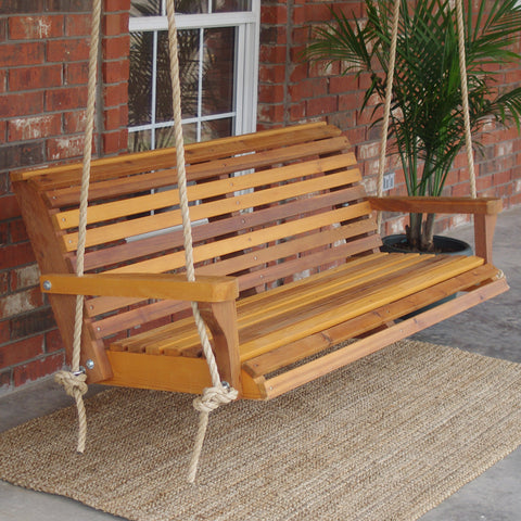 TMP Outdoor Furniture Classic Roll Back Red Cedar Porch Swing