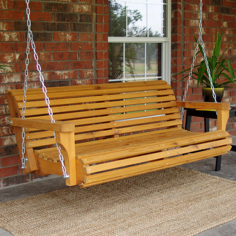 TMP Outdoor Furniture Contoured Classic Red Cedar Porch Swing