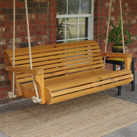 TMP Outdoor Furniture Contoured Classic Red Cedar Porch Swing