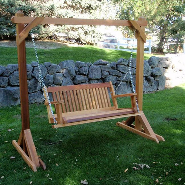 Wood Country Swing and Stand in Cedar Stain