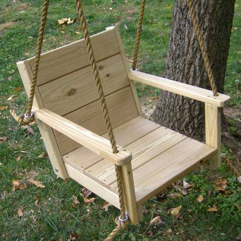 Wood Swings Co. Adult Engravable Wooden Rope Swing Chair